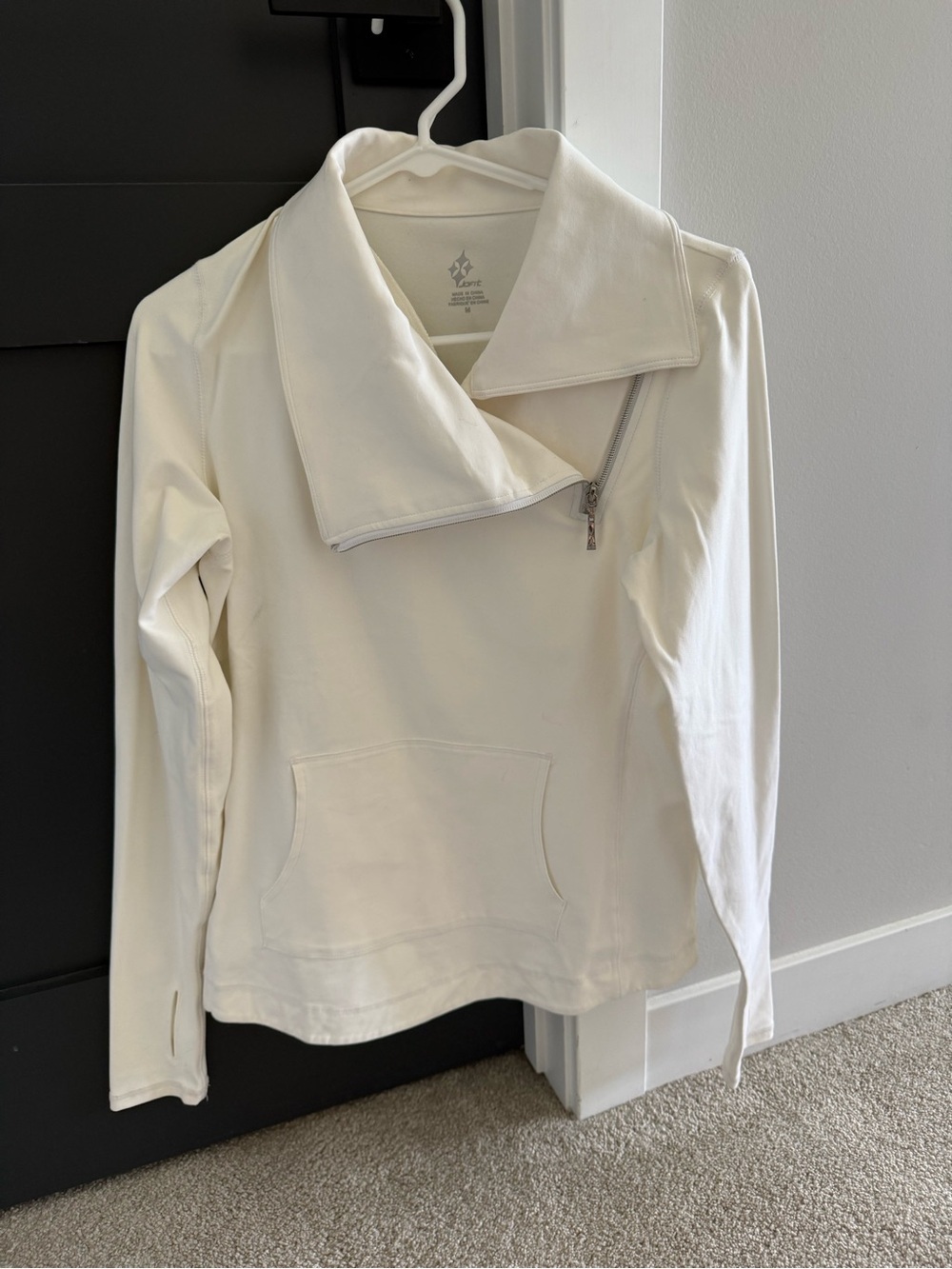 Jofit Off-White Asymmetrical Zip Pullover Hoodie